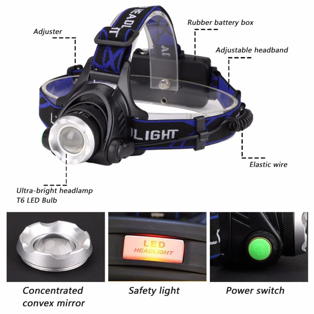 Led Zoomable Headlamp Lantern XML T6 5000LM  Flashlight Torch T6