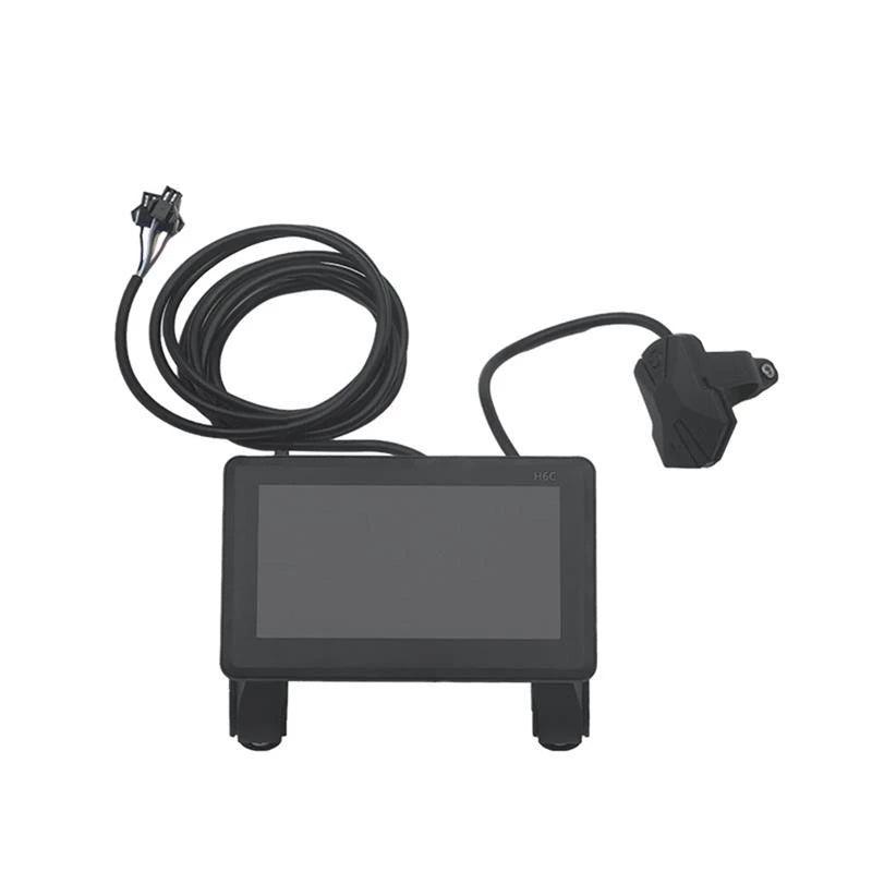 Waterproof color LCD meter H6C for e-bikes, SM/weatherproof connector, smart e-bike screen with USB.