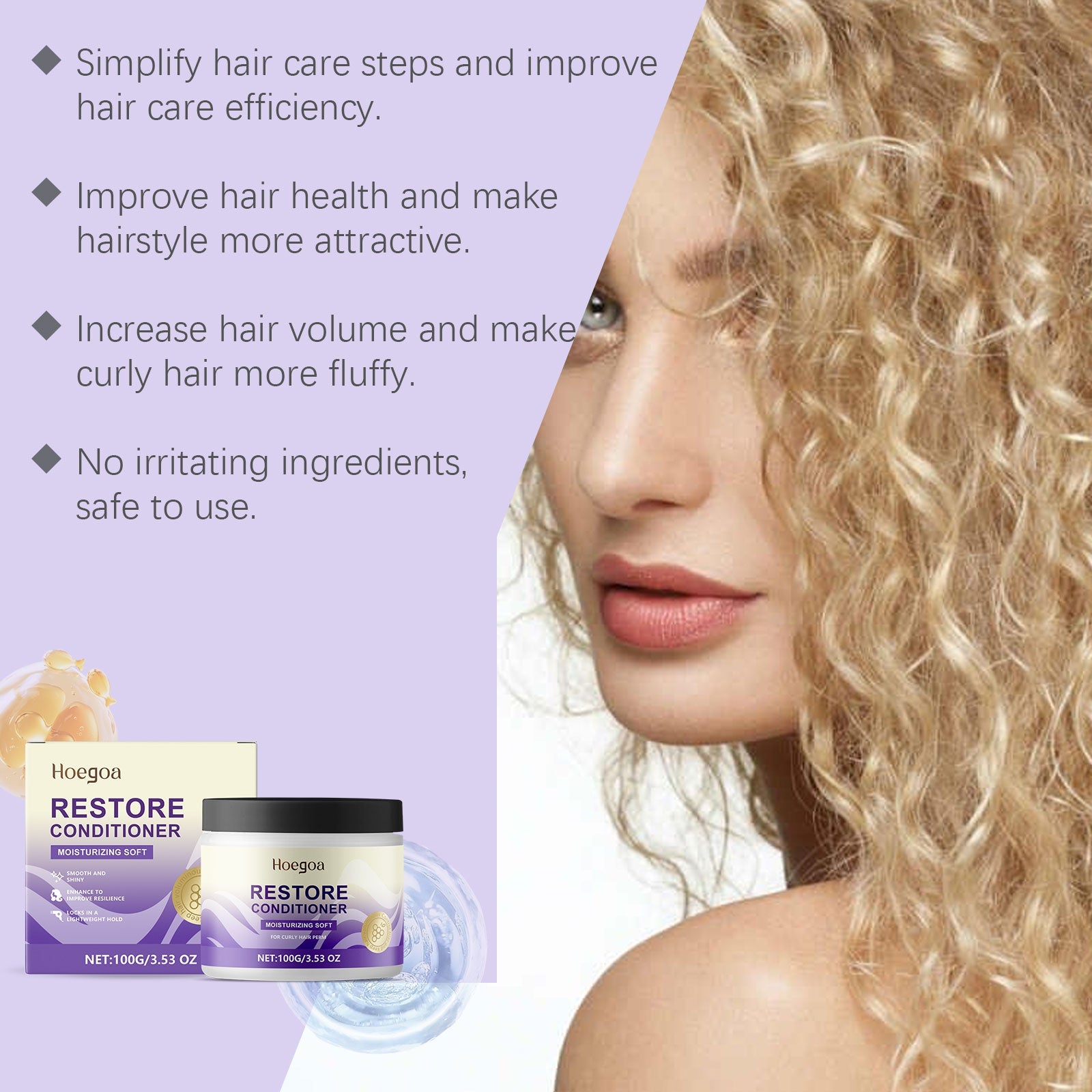 Leave-In Repair Curl Mask Nourishes Frizzy Hair For Natural Curls Repair Voluminous Shine Lasting Styling Cream