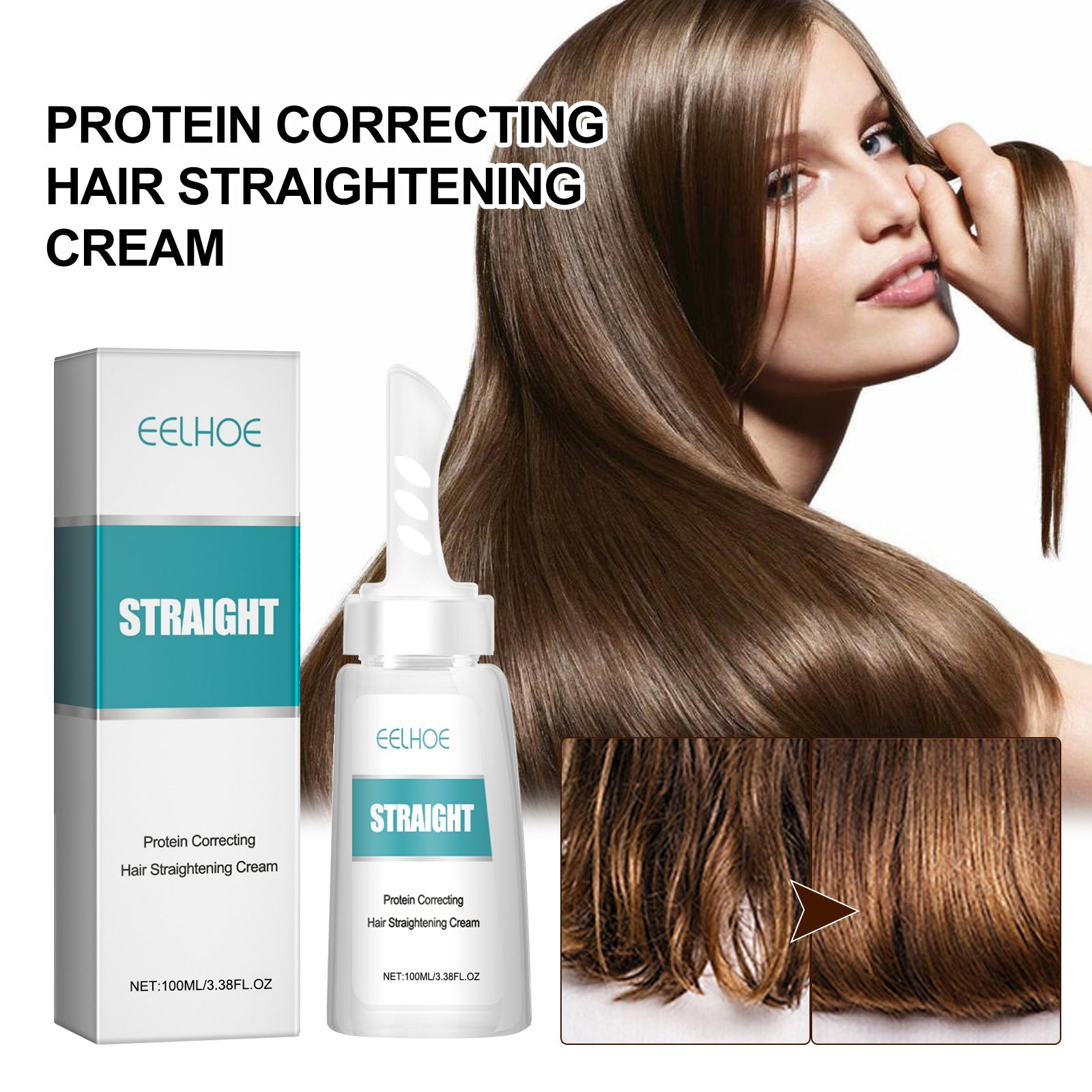 Protein Correcting Hair Straightening Cream, Nourishing Hair Repair Damage Smooth Furry Split Hair Care Cream
