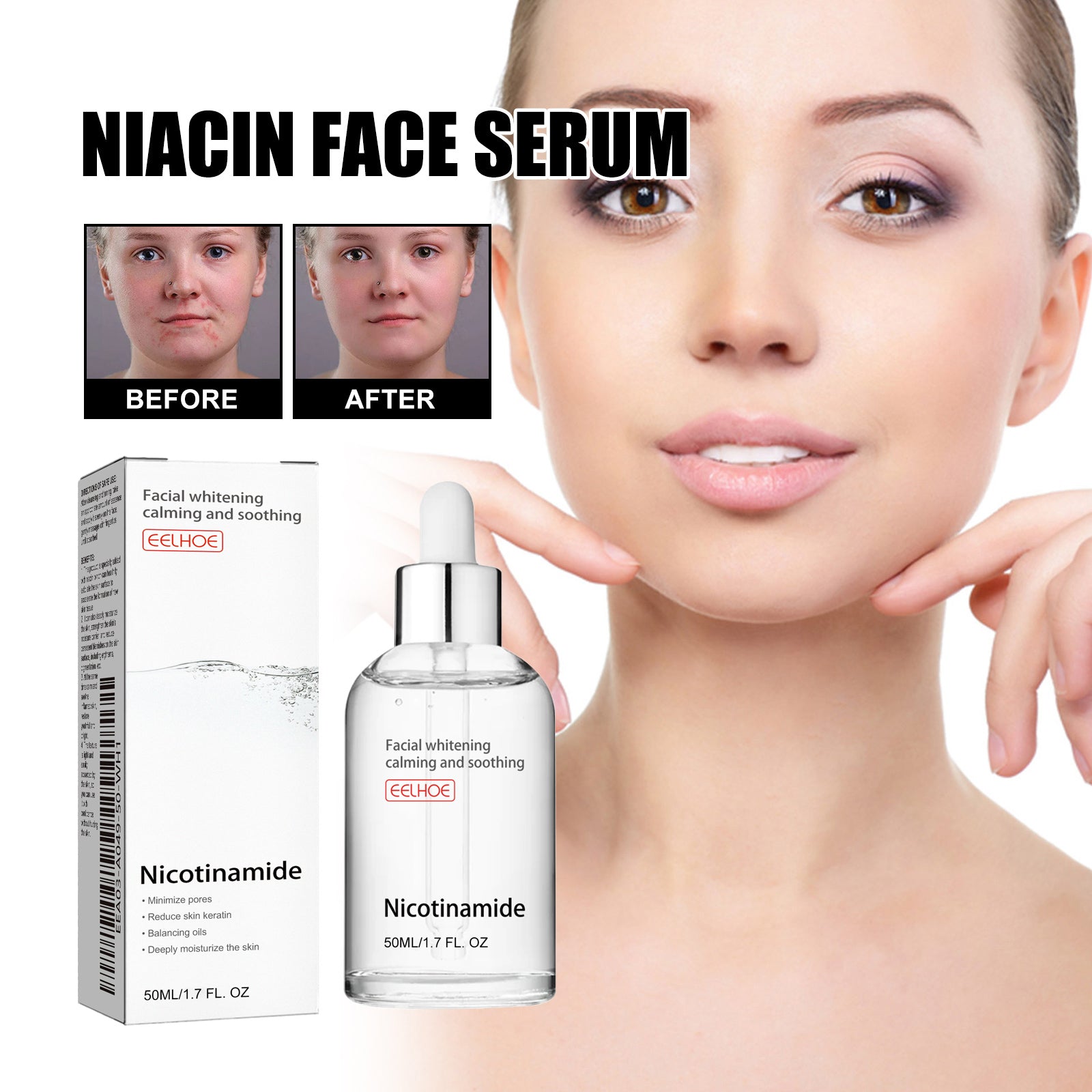 Nicotinic Acid Face Essence Lighten Acne Marks, Moisturize Pores, Shrink And Whiten Skin Beauty Essence