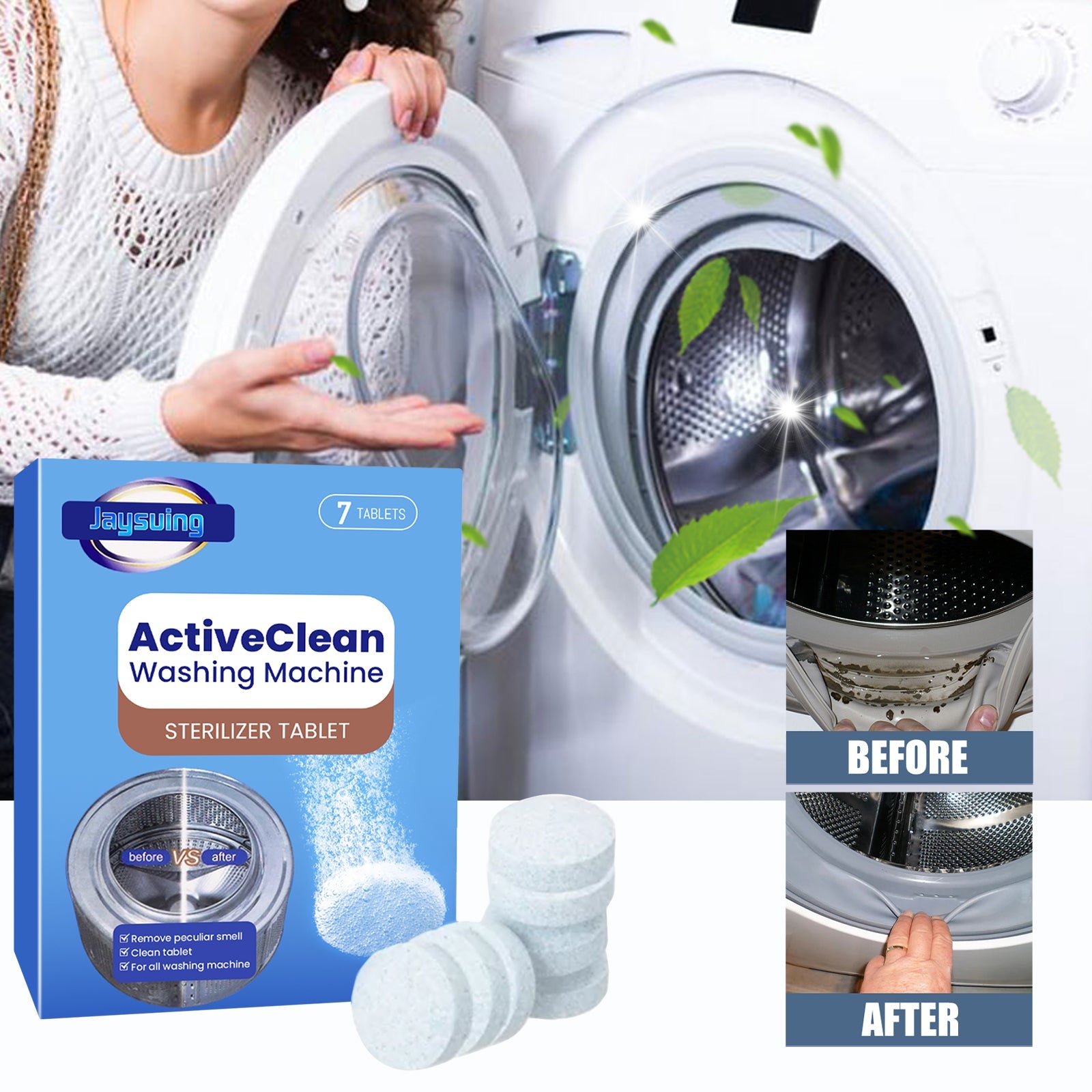 Washing Machine Cleaning Tablets, Washing Machine Slot Automatic Drum Cleaning Dirt And Odor Cleaning Tablets
