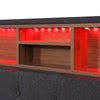 Queen Size Upholstered Platform Bed with Storage Headboard, LED, USB Charging and 2 Drawers Dark Gray