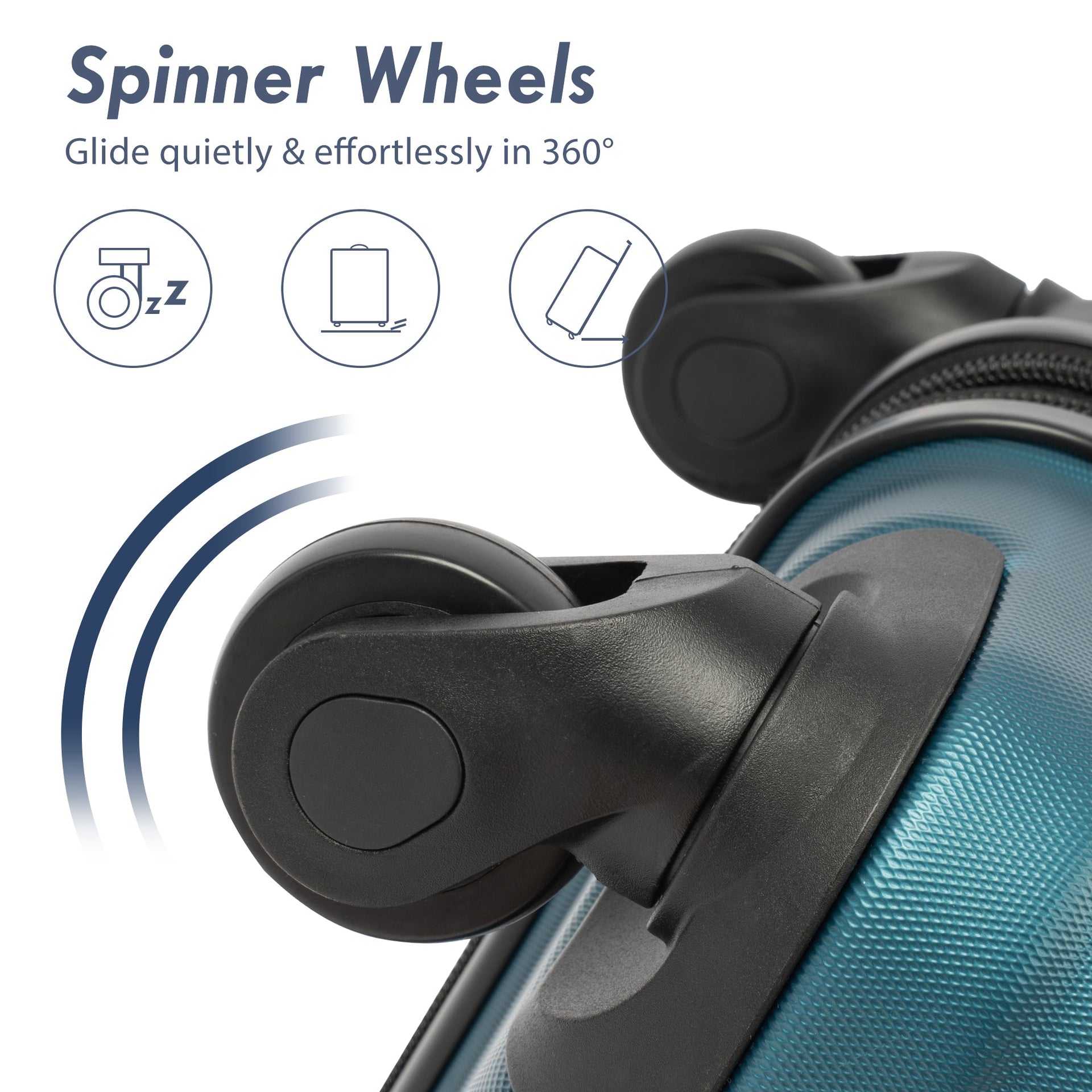 Hardshell Luggage Sets 3 Pcs Spinner Suitcase with TSA Lock Lightweight 20''24''28'' Navy + ABS