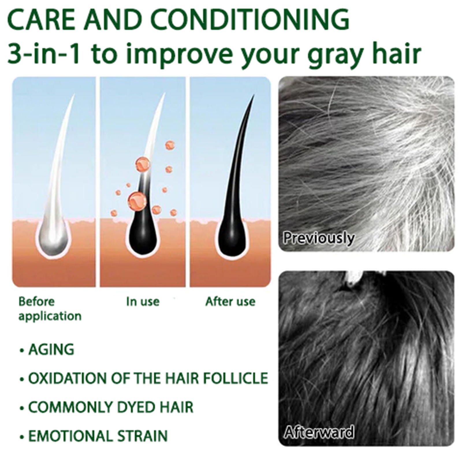 Black Hair Spray Dense Nourishing Roots Shine Smooth Natural Black Hair Cover White Hair Conditioner Spray