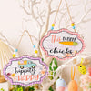 Easter decoration items grid edge letter bead string wooden pendant colorful wooden door number pendant