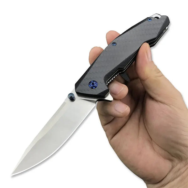 Manta Pocket Knife with Carbon Fiber Handle & Leather Sheath