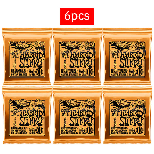 6 sets of Ernie Ball Slinky guitar strings (models 2003, 2215, 2223, 2221, nickel - wound) for electric & acoustic guitars