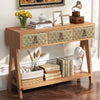 Medieval modern console table with entrance storage space, multifunctional entrance table with 3 drawers, open storage rack