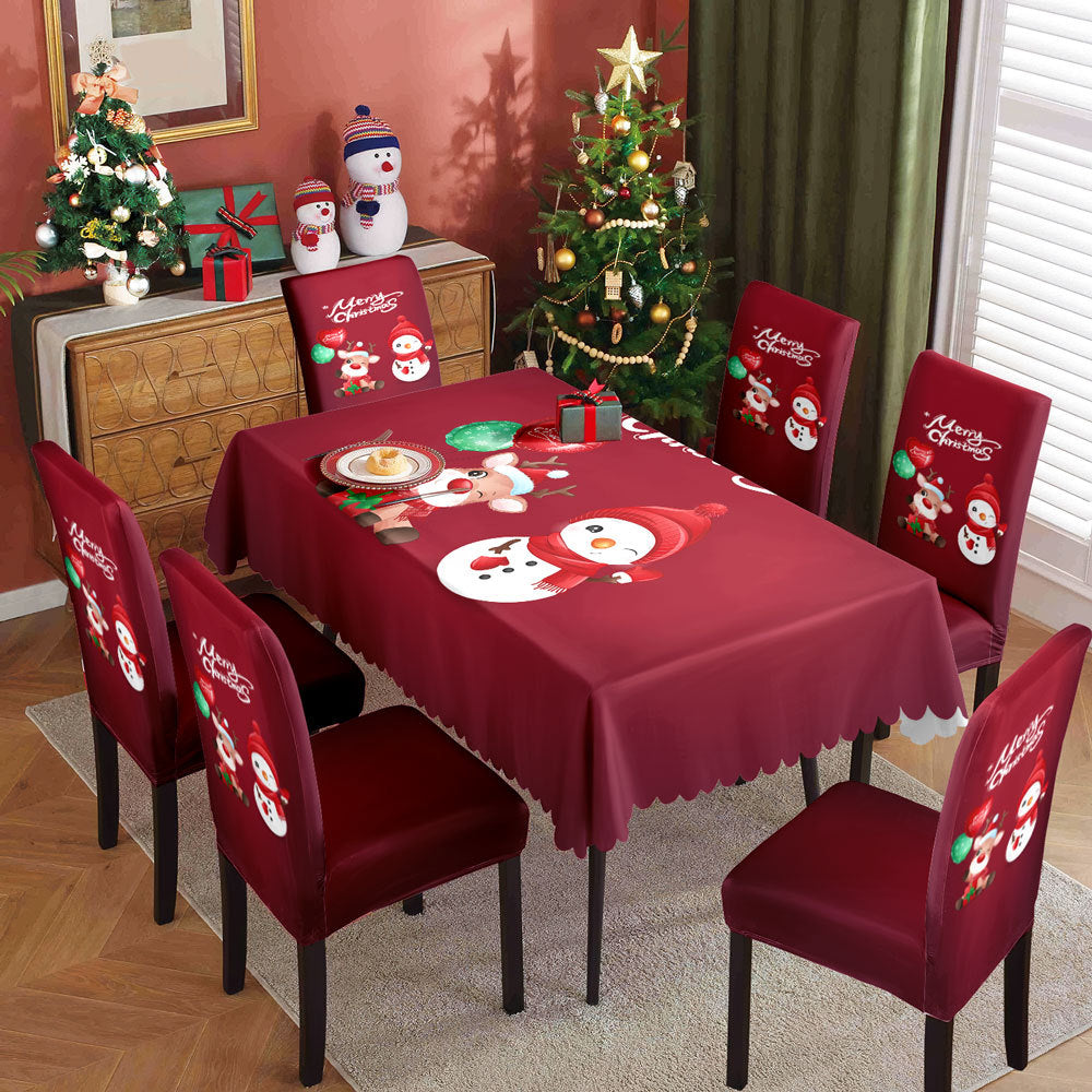 Christmas tablecloth, holiday decoration, elastic chair cover, household dining table, waterproof and dustproof tablecloth, fabric decorative tablecloth