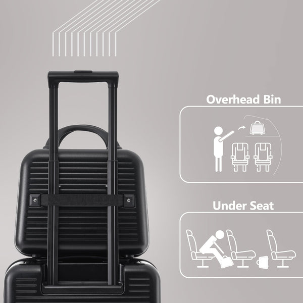 Carry-on Luggage 20 Inch Front Open Luggage Lightweight Suitcase with Front Pocket and USB Port, 1 Portable Carrying Case Black