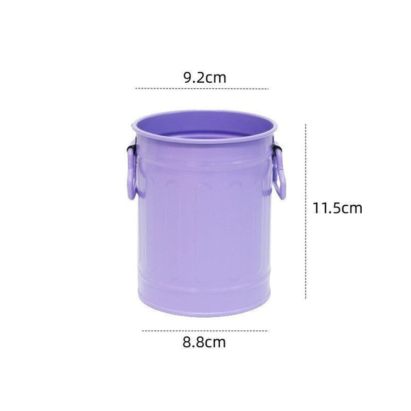 Cylindrical wrought iron pen holder DIY creative desktop storage bucket multifunctional stationery pen holder