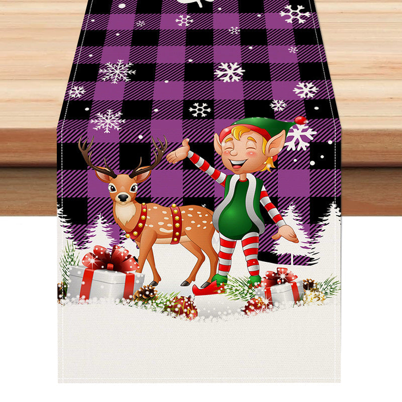 Christmas table flag holiday party restaurant decoration tablecloth linen checkered printed dining table tablecloth mat