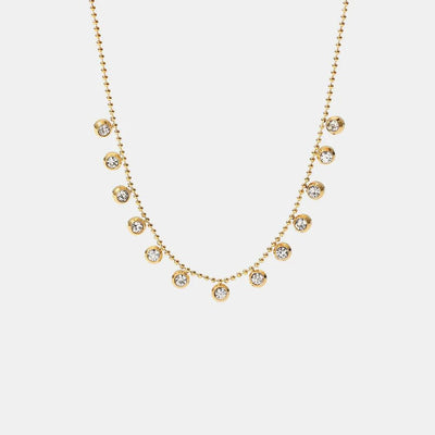 Fashionable and versatile titanium steel necklace white zircon stainless steel necklace for women