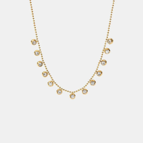 Fashionable and versatile titanium steel necklace white zircon stainless steel necklace for women