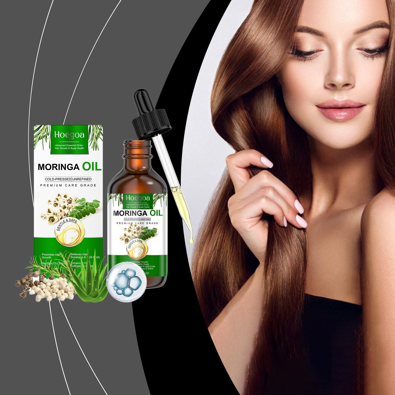 Moringa Seed Hair Care Essential Oil Hydrates, Moisturizes And Brightens Hair Care To Reduce Frizz And Smooth Hair
