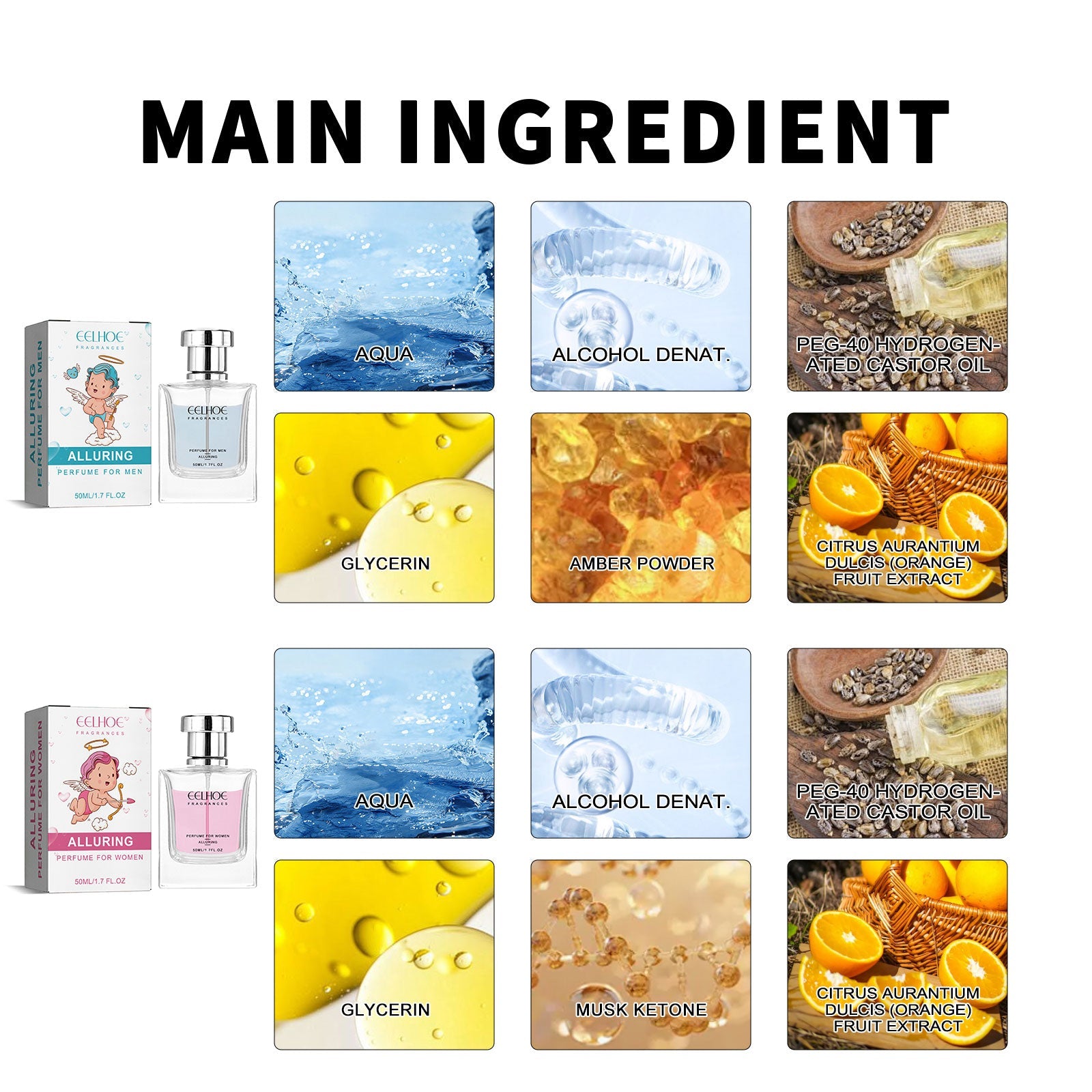 Glamor Perfume, Long-Lasting Light Fragrance Fresh Natural Niche Fragrance Wrist Behind Ear Perfume