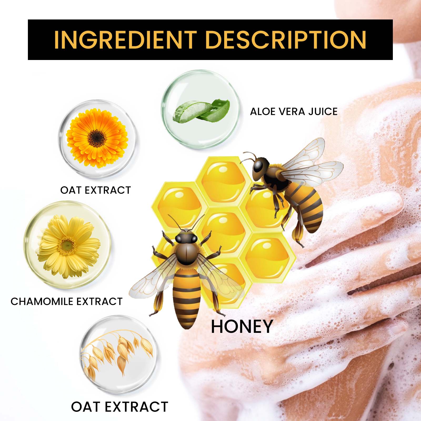 Honey Shower Gel Deeply Cleanses, Moisturizes, Rejuvenates And Relieves Red, Dry And Itchy Skin