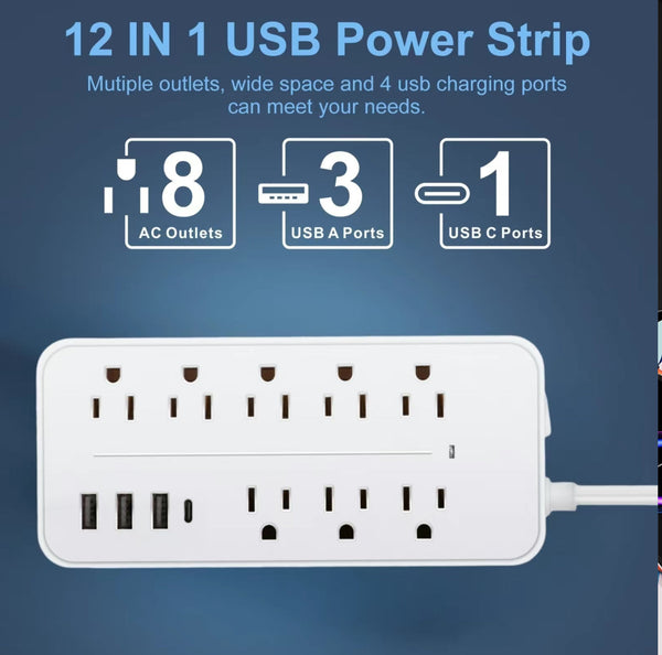 FlatCharge 8-Outlet Power Strip
