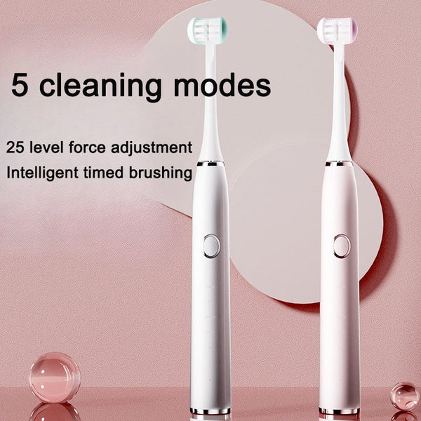 Adult electric toothbrush with three sides rechargeable sonic vibration waterproof electric toothbrush