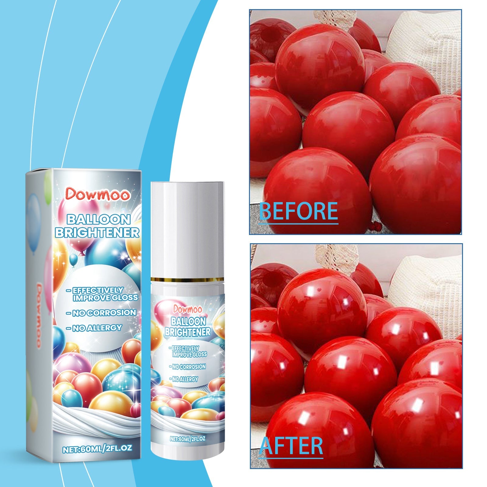 Balloon Decoration Brightener Spray, Balloon Surface Texture Gloss Anti-Oxidation Lasting Shine Spray