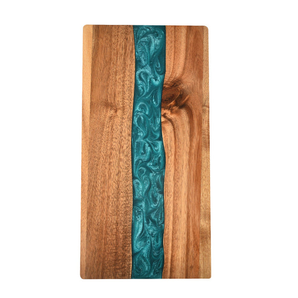Acacia Wood Resin Splicing Large Charcuterie Board Epoxy Resin Ocean Wave Pattern Cutting Board for Kitchen
