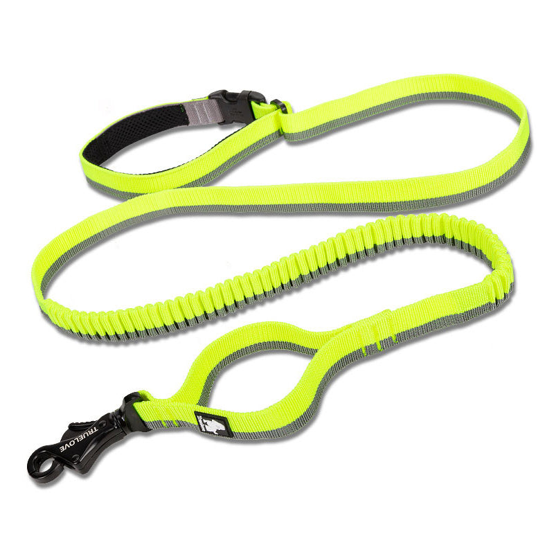 Pet dog leash with elastic cushioning suitable for outdoor activities such as running and waist tying