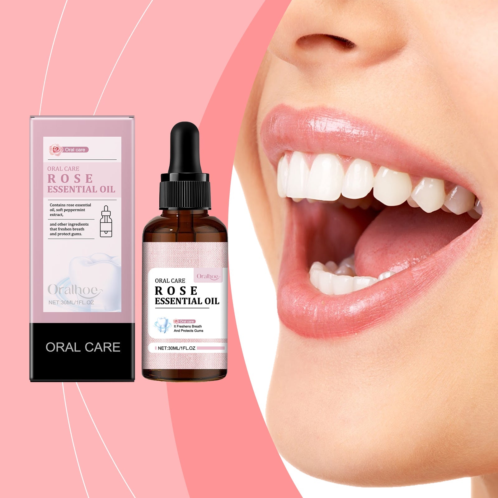 Mouth Rose Mouthwash Oral Hygiene Care Clean Tooth Stains, Gingiva And Freshen Breath