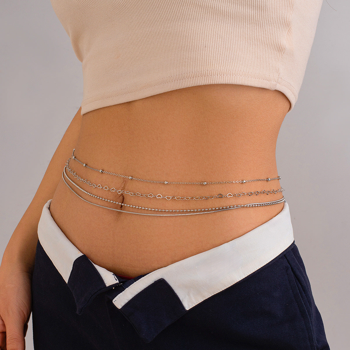 Stacked metal thin chain sexy multi-layer sweet cool spicy girl body chain