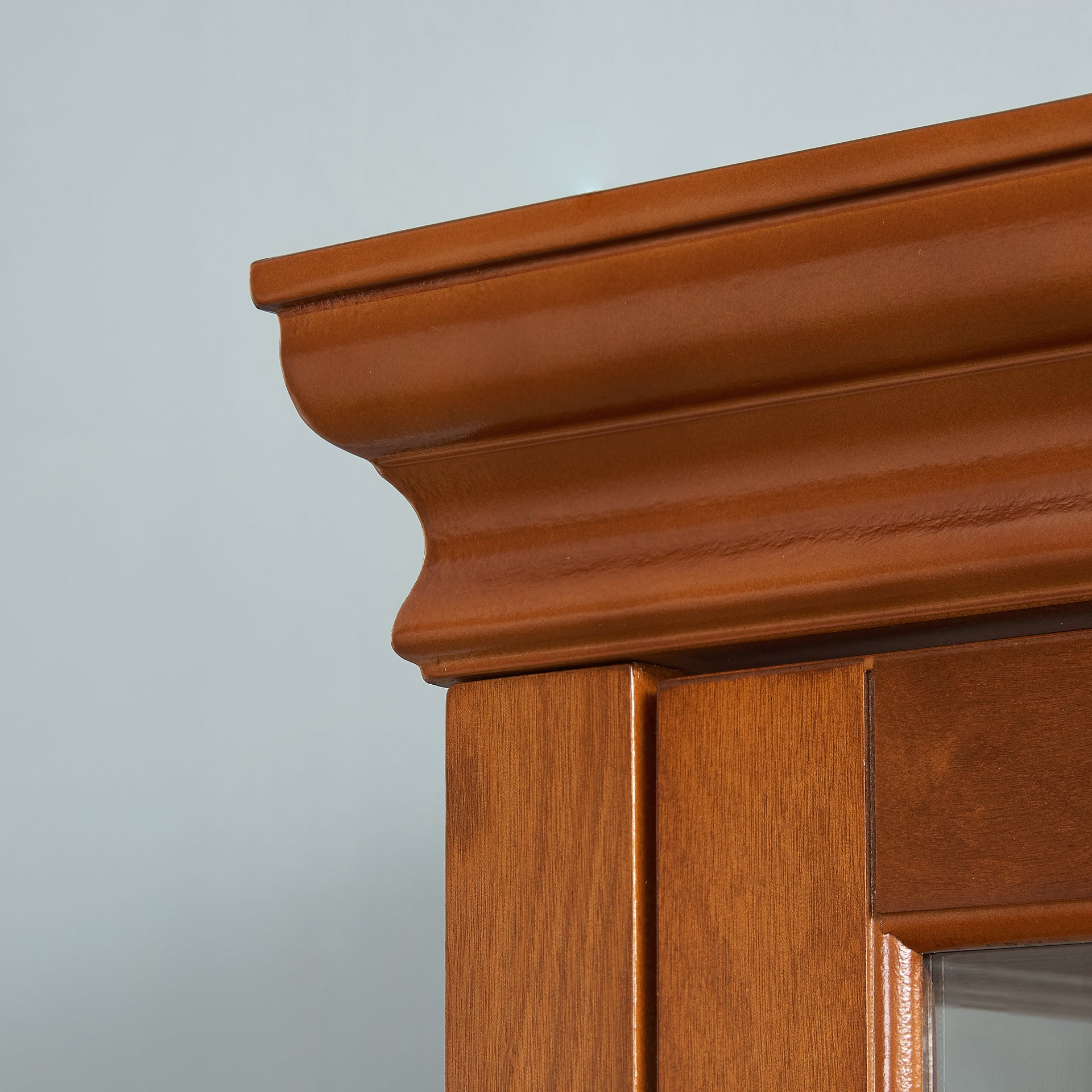 Lighting Curio Diapali cabinet with adjustable shelves, mirror back panel, tempered glass door (without light bulb), walnut wood