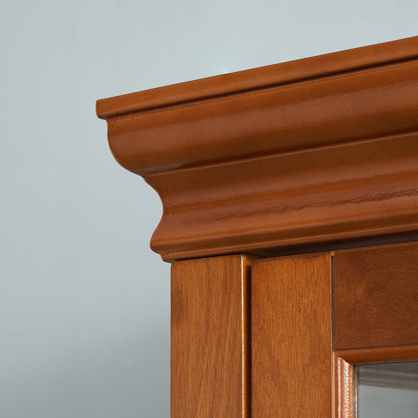 Lighting Curio Diapali cabinet with adjustable shelves, mirror back panel, tempered glass door (without light bulb), walnut wood