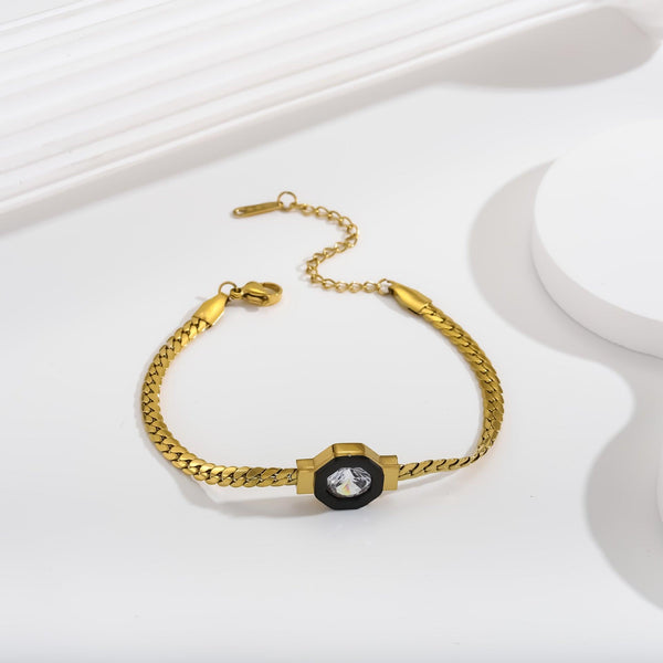 Zircon 18K Bracelet Necklace Zircon Geometry Fashion Simple Titanium Steel Bracelet