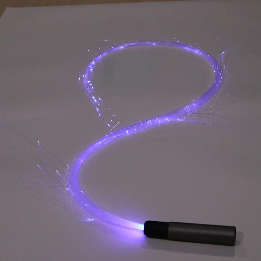 USB Rechargeable LED Fiber Optic Whips 360° Swivel Optical Whips Multi-color Disco RGB Dancing Glowing Whip Sparkle Flow string