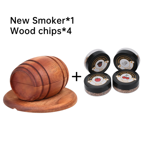 New Barrel Cocktail Smoking Kit with Wood Chips 4 Flavors Old Fashioned Drink Smoker Infuser for Bar Drinks Kitchen