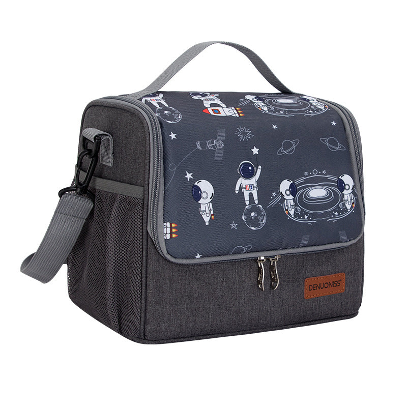 Large capacity thick waterproof heat preservation space walk series lunch box bag