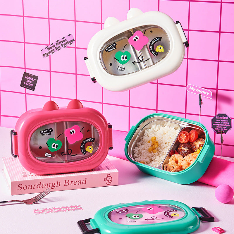 Dopamine can be heated by microwave 304 stainless steel insulation and fresh-keeping compartment lunch box lunch box