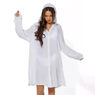 Button Down Hooded Cover-Up