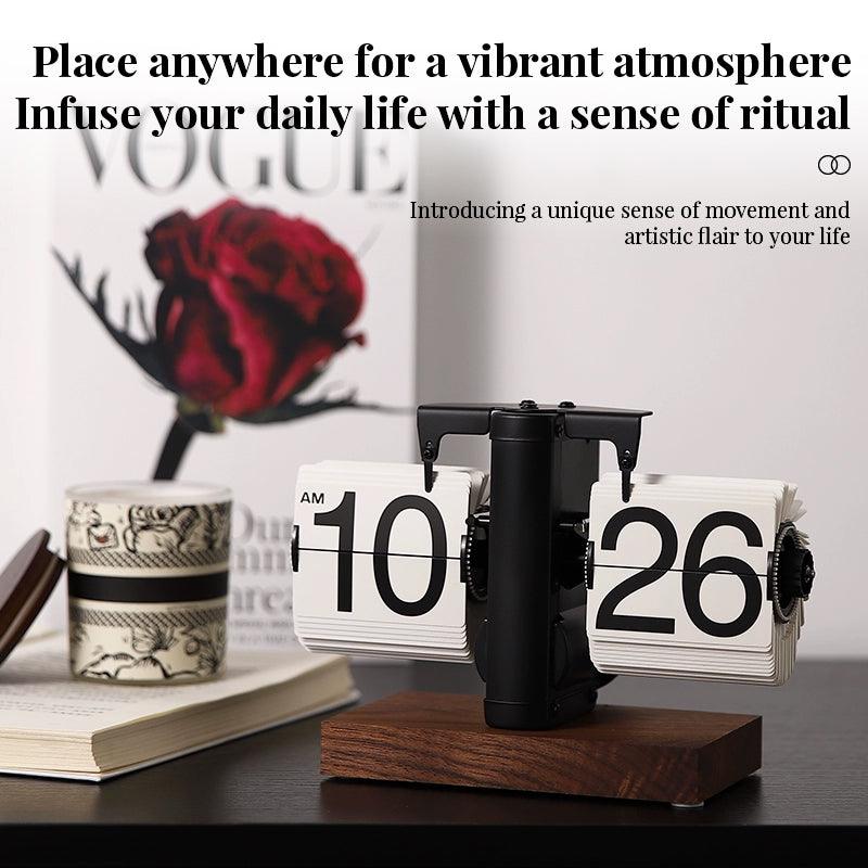 Retro flip digital clock, battery - powered mechanical clock for home & office decor