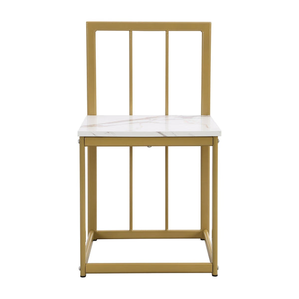 TOPMAX Modern 7-Piece Dining Table Set with Faux Marble Compact 55Inch Kitchen Table Set for 6  Golden+White