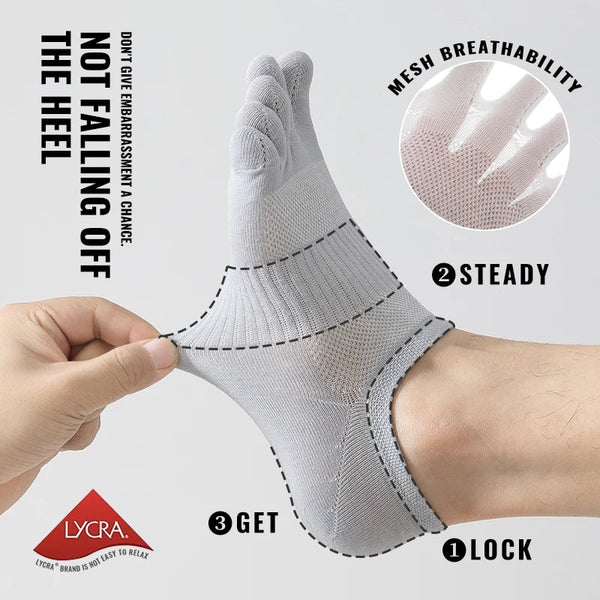 1 pair Pure Cotton Five Finger Short Socks Men Sweat Absorbent Antibacterial Breathable Mesh Boat Socks Running Sports Toe Sock - Gifts for You 'n Me