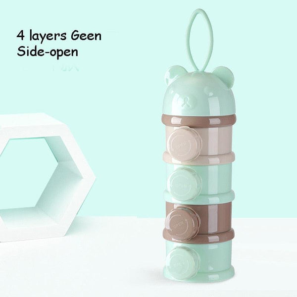 3 / 4 layers Bear Style Portable Baby Food Storage Box Essential Cereal Cartoon Infant Milk Powder Box Toddle Snacks Container