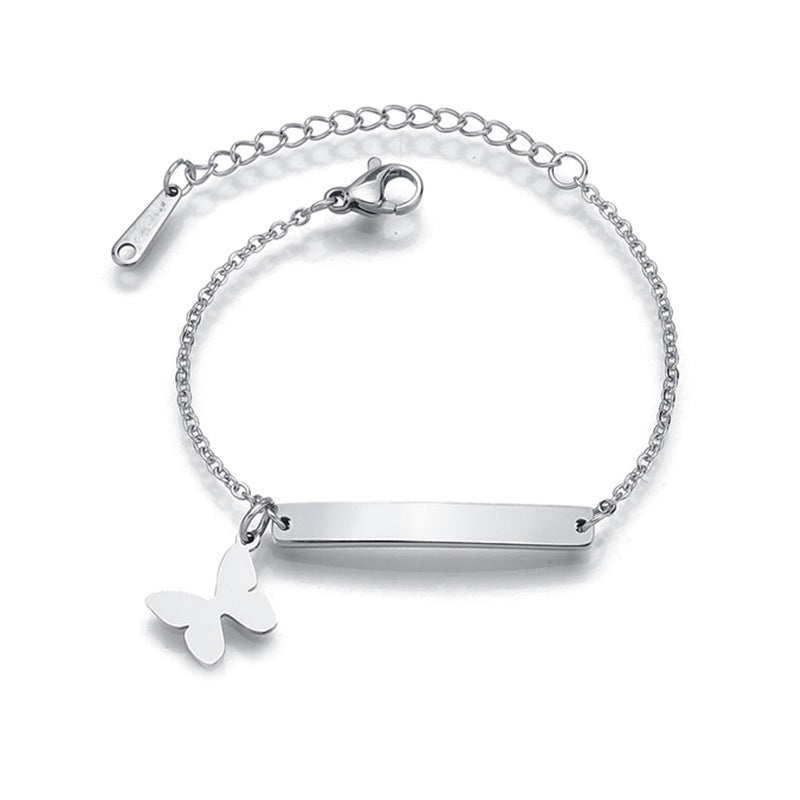 Stainless steel personalized engraved three color curved bracelet simple and personalized women's bracelet