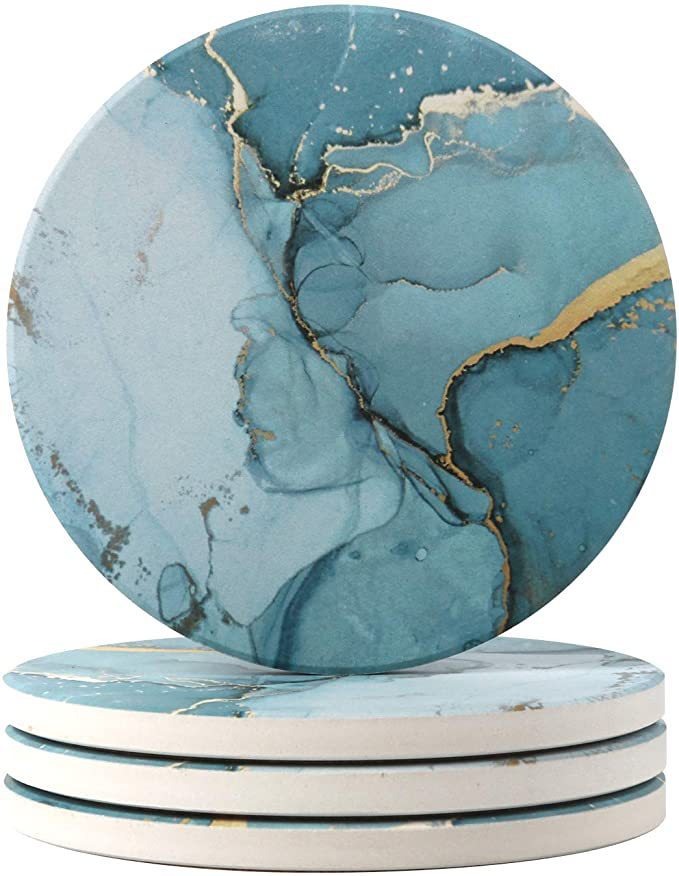 Hot selling circular ceramic meal mat, coaster printed with DIY pattern, heat insulation pad, anti slip pad