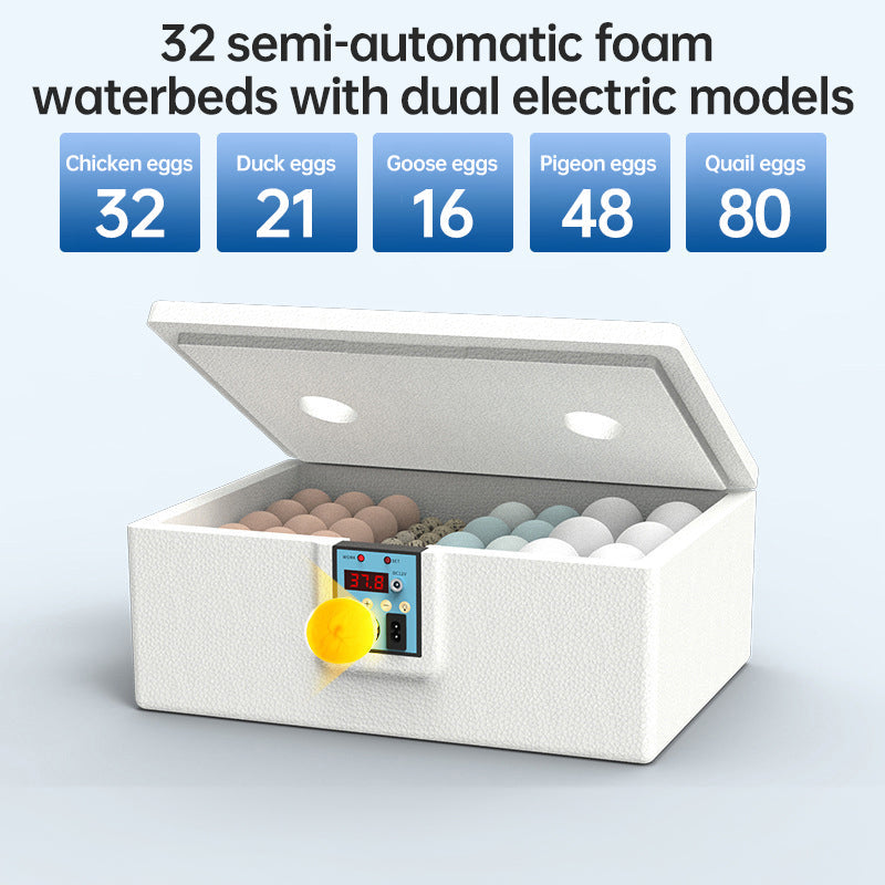 24 - hr Thermostatic Small Poultry Incubator. Biomimetic Waterbed. Auto & Smart. For Chick, Duck & Goose Eggs