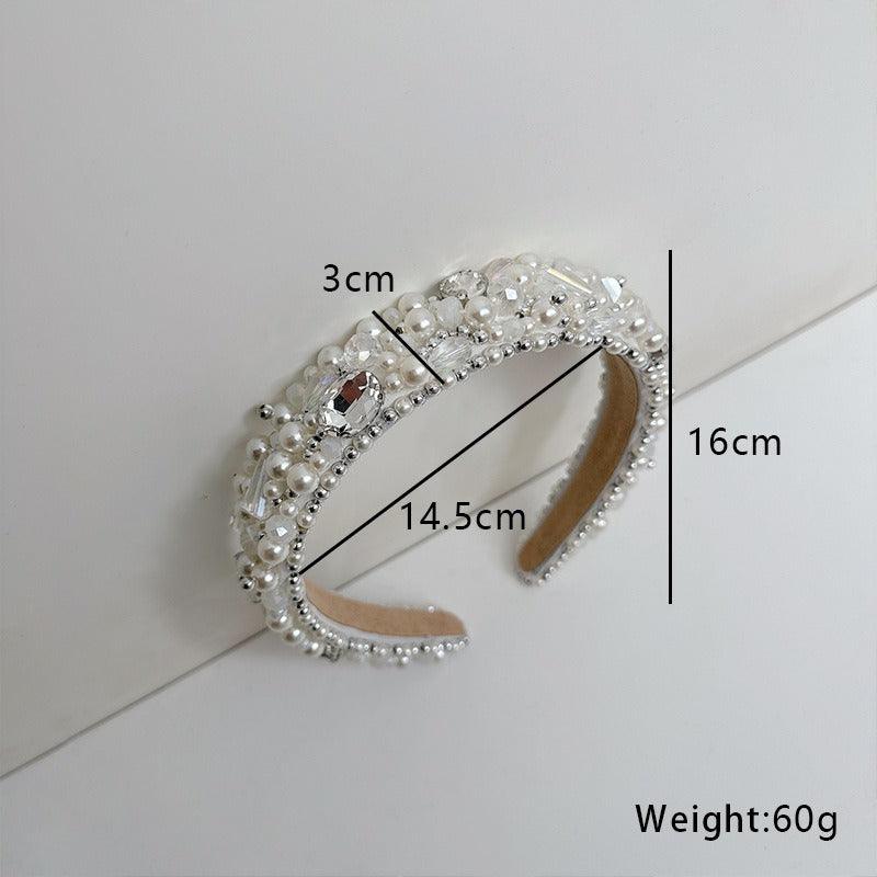 New handmade beaded crystal pearl retro exaggerated internet celebrity hot selling thin edge hair accessories