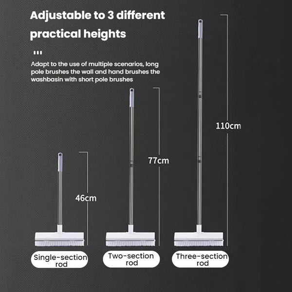 2-in-1 Floor Scrub Brush with Long Adjustable Handle. Multifunctional for Bath & Kitchen