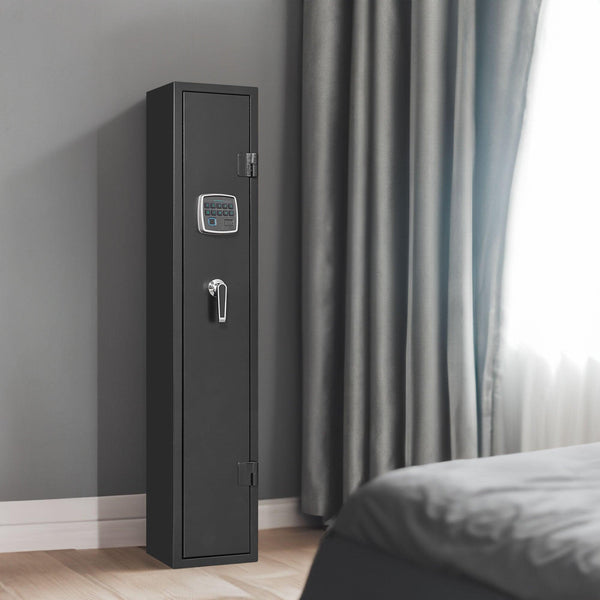 5 gun safes with 3 pistol pockets, quick access biometric adjustable heavy-duty gun rack mounted gun safes