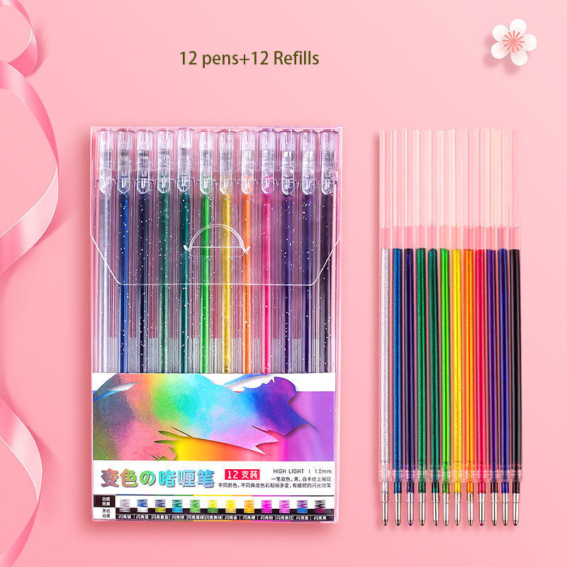 Drawing Doodling Scrapbook Journaling fluorescent Sparkle Gel Pen Neon Glitter Pens Fine Tip Art Markers Glittering Pen Set