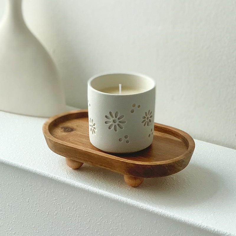 Entrance foyer storage tray aromatherapy glasses placement tray oval wooden ornament household tray