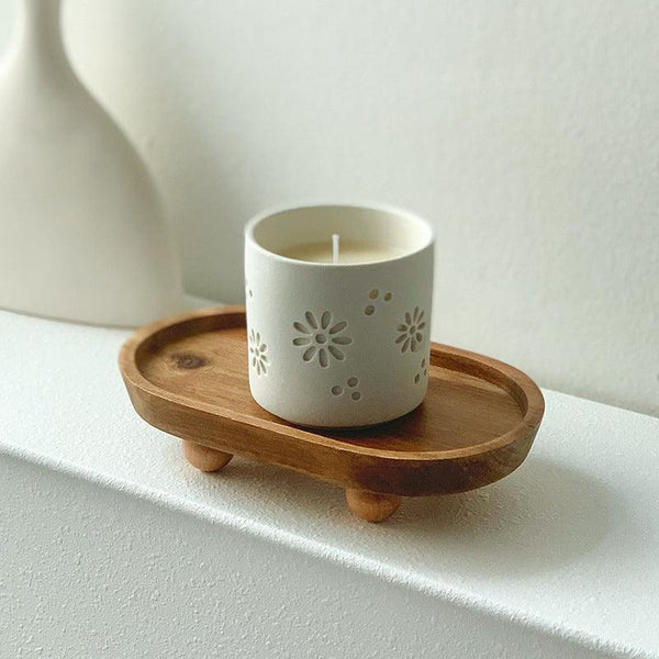 Entrance foyer storage tray aromatherapy glasses placement tray oval wooden ornament household tray